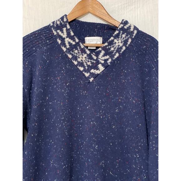 Justine Todd · 3X · V-Neck Blue Tweed Wool Blend Sweater · Classic Casual Cozy - Picture 3 of 9